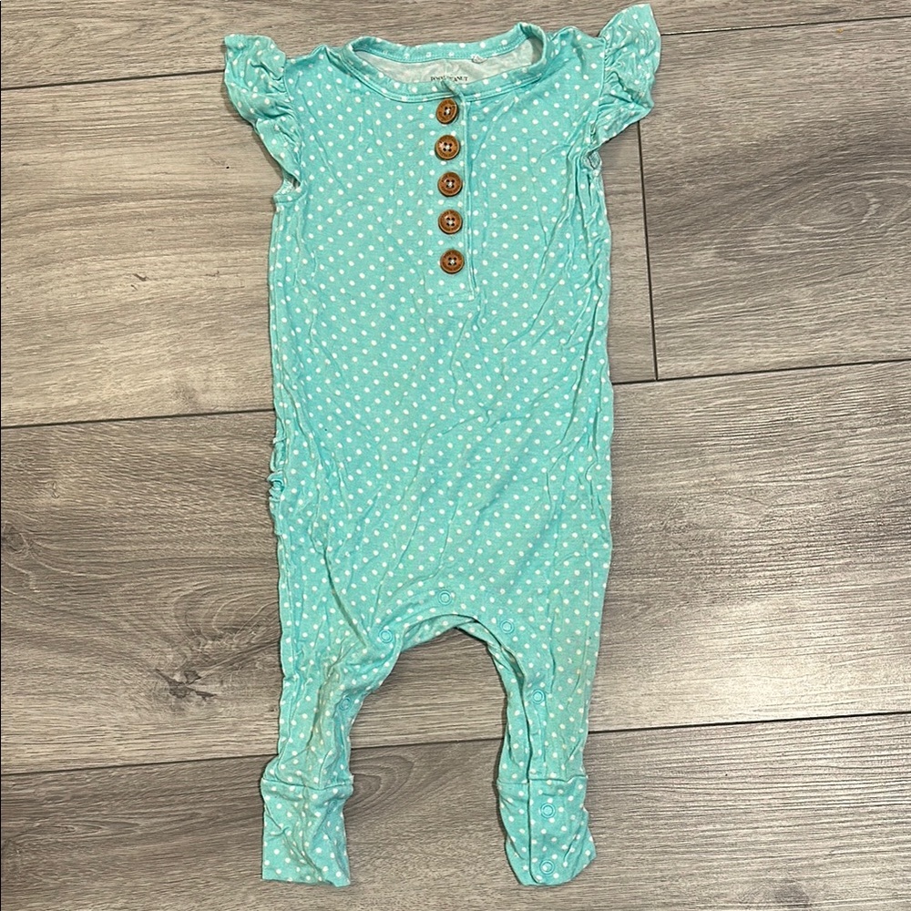Posh Peanut Aqua Polka Dot Baby Romper